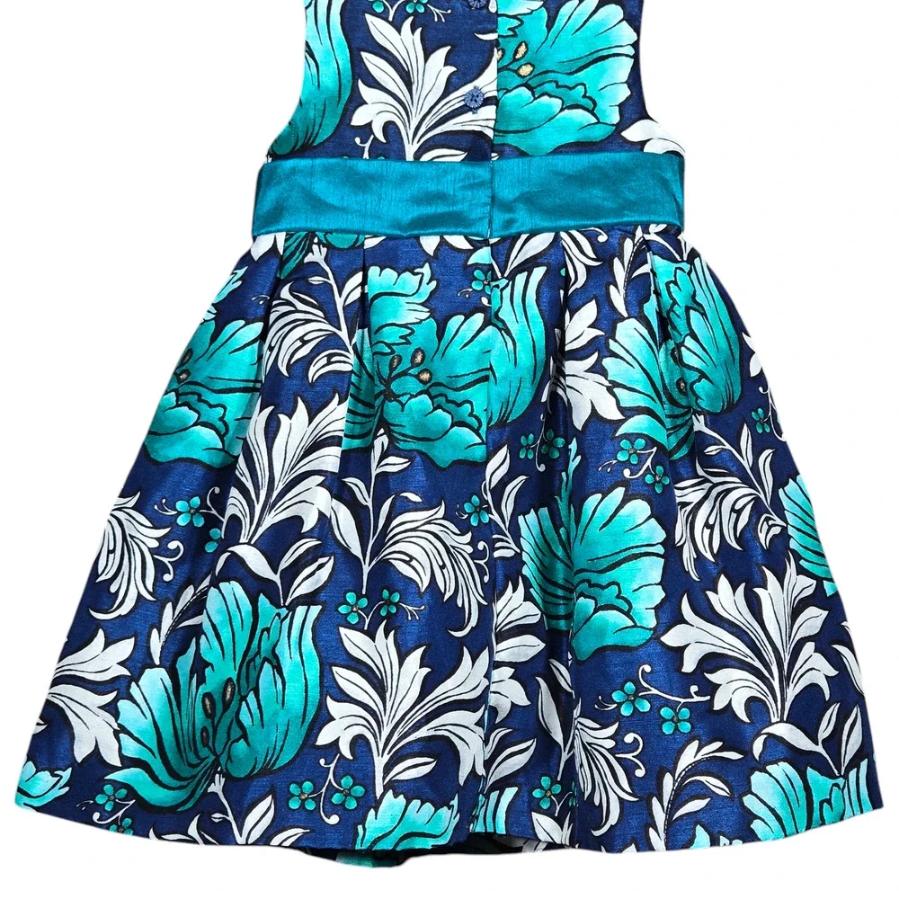 Gymboree Dress Toddler Girls‎ 2T Dressed Up Teal Blue Floral Fancy Photos Party